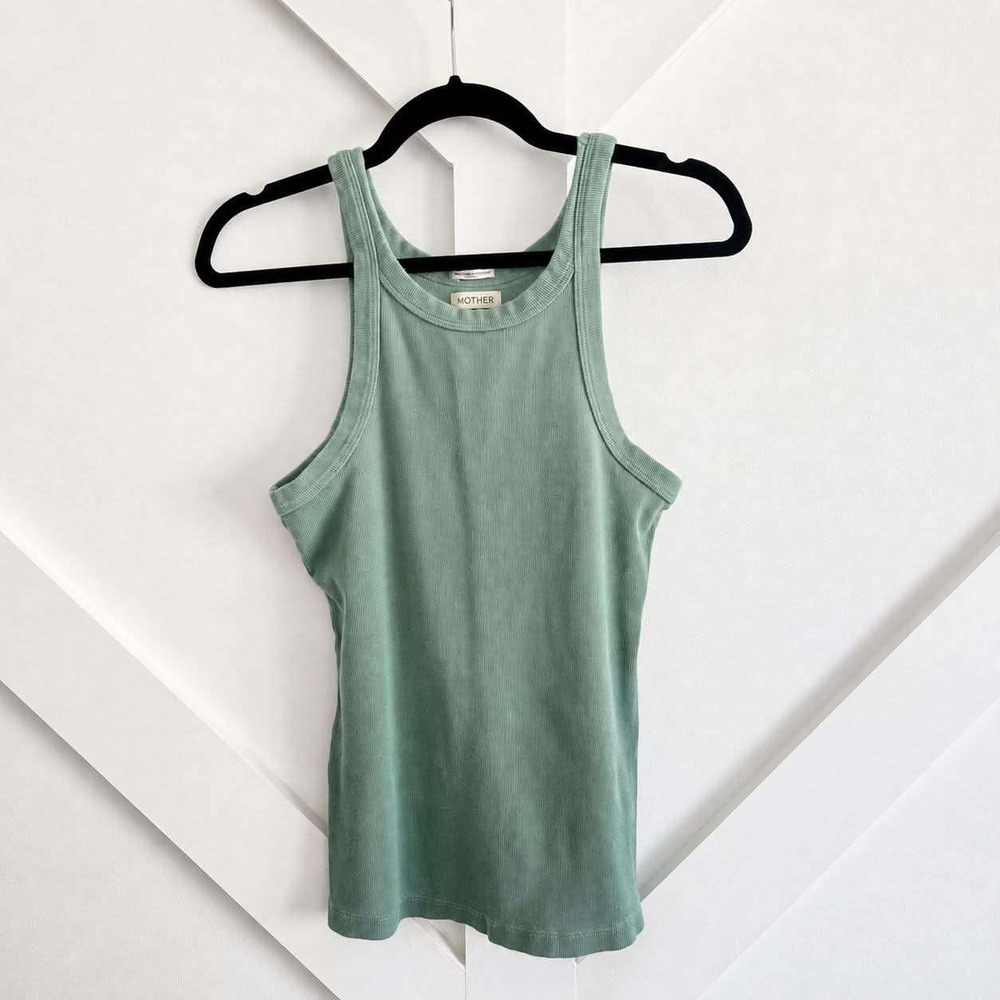 MOTHER Tank Top Women Small Green Racerback Ribbed The Chin Ups Tank Ombre